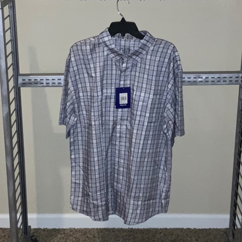Huk Performance Fishing Gear Tide Point Plaid Short Sleeve Size XL Purple